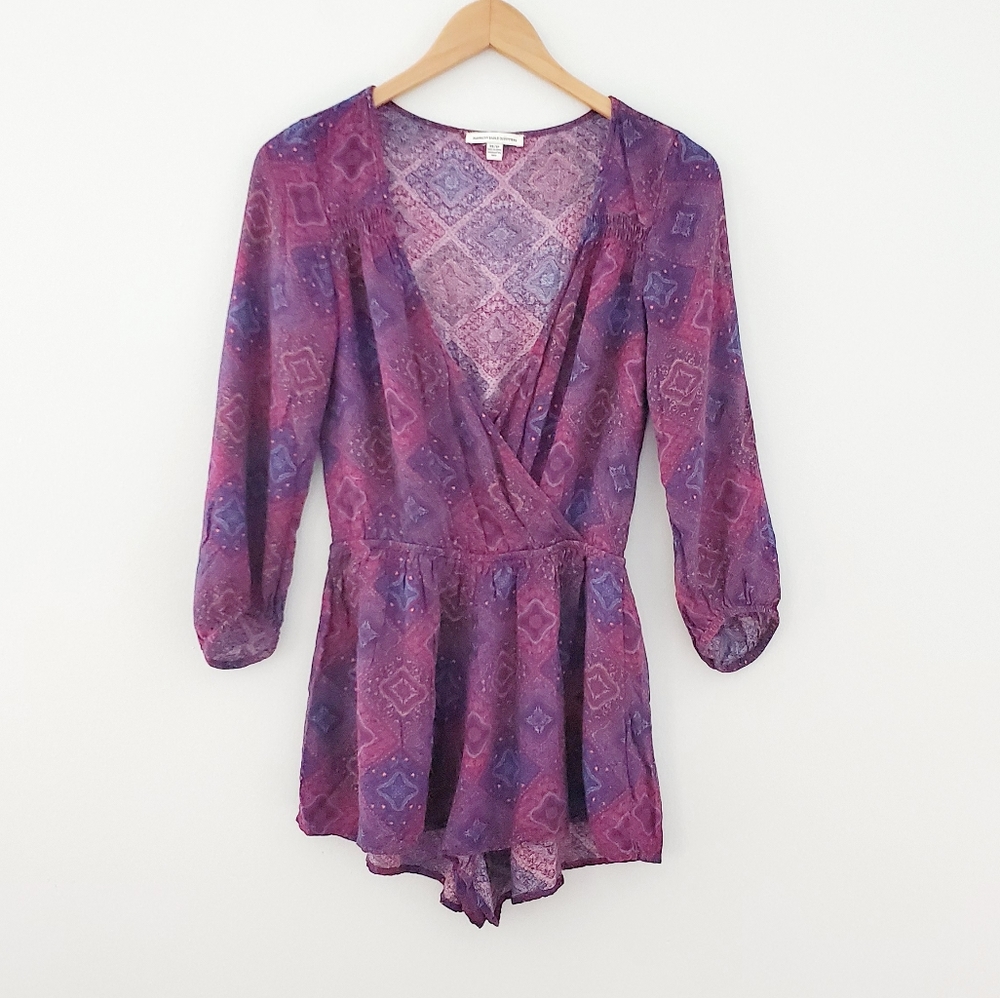 American Eagle purple long sleeve romper xsmall